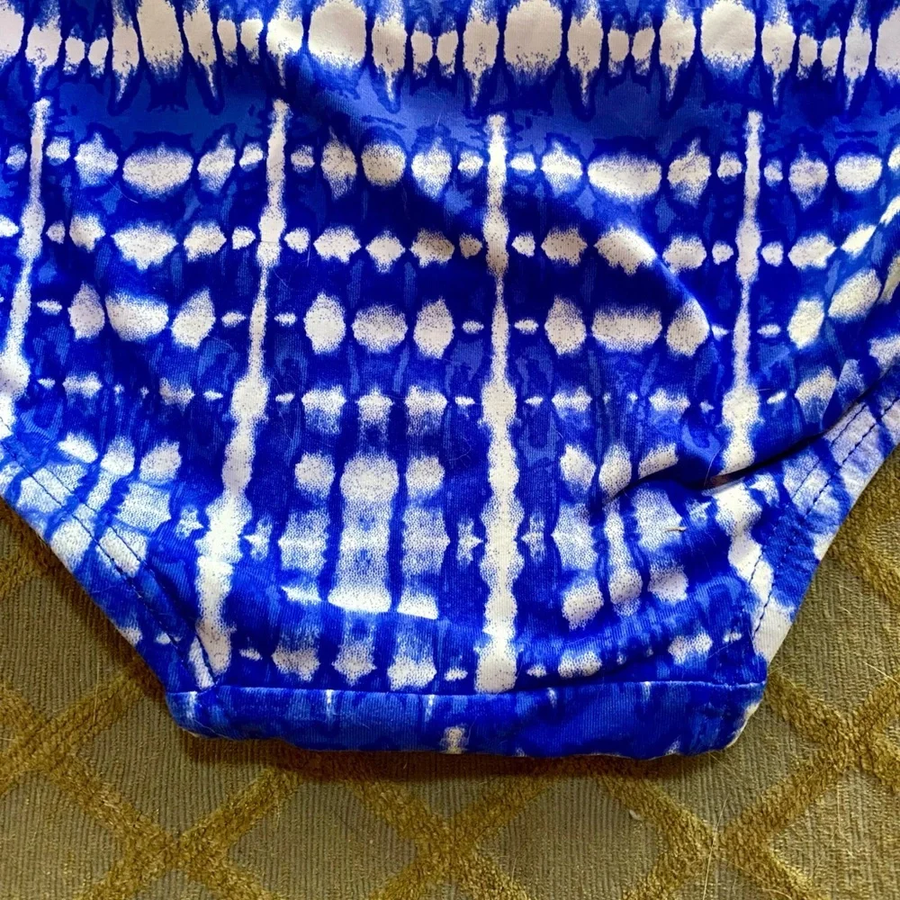 🏝️Ibiza Swimwear Zipper Blue & White Tie Dye High Waisted Bottom🏝️